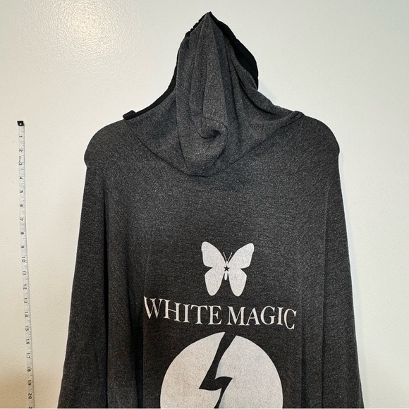 EUC Wildfox xs white magic long oversized hoodie poncho- belled sleeved black - Picture 10 of 12